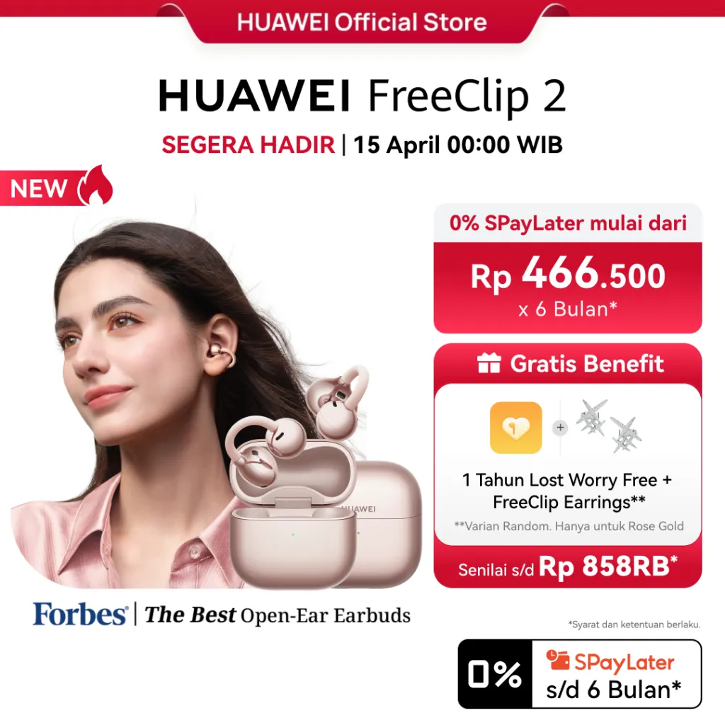 [VARIAN BARU] HUAWEI FreeClip 2 TWS Earphone l Unique C-bridge Design l Adaptive Open-ear Listening | Crystal Clear Calls