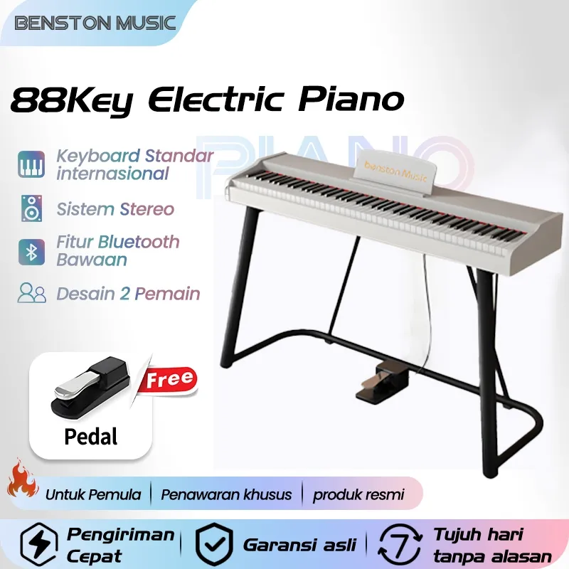 Benston Music- Keyboard elektronik digital, keyboard elektronik 88 tombol, keyboard elektronik khusus pengajaran pemula, keyboard dinamik, koneksi Bluetooth