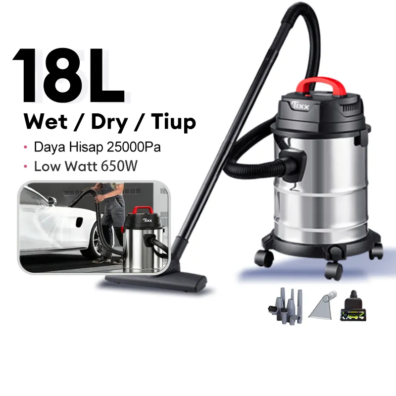 TIXX 18L Vacuum Cleaner 25000PA Low Watt 600W Debu Rumah Vacuum Cleaner Wet And Dry 3 IN 1