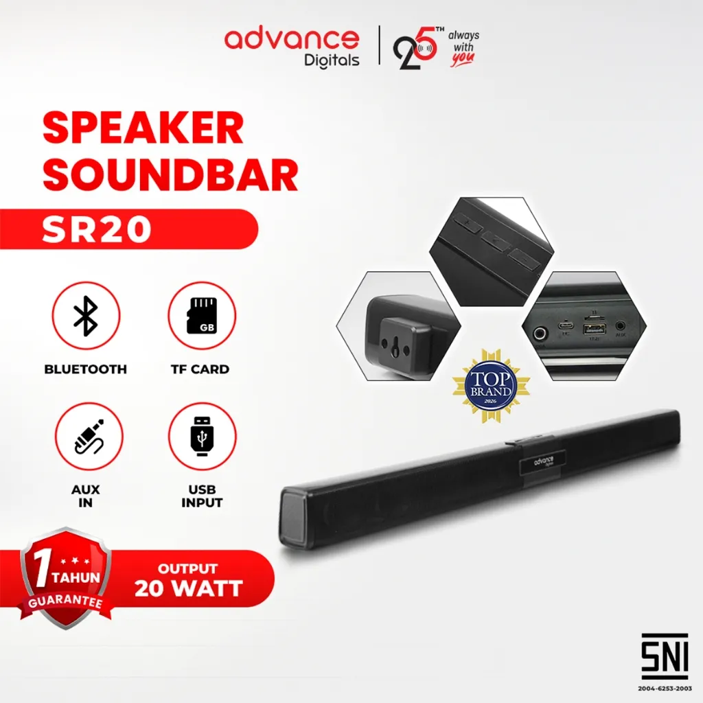 Advance Digitals Audio SR-20 Speaker Soundbar System Bluetooth 5.3 Bergaransi Resmi 1 Tahun