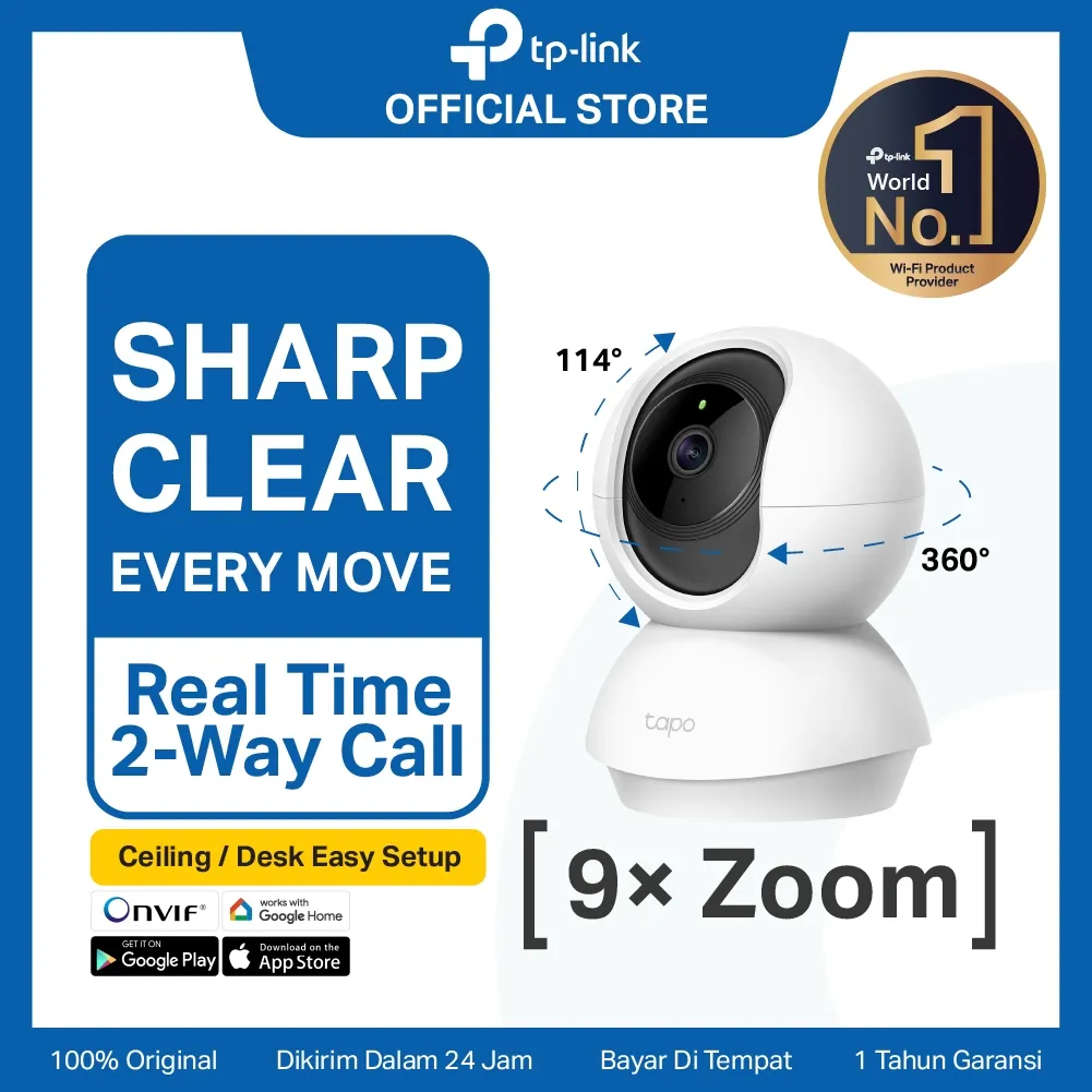 TP-Link Tapo C200 | 1080P Kamera CCTV | PTZ IP WiFi Camera | 2MP HD | Indoor | Video | Murah Toko