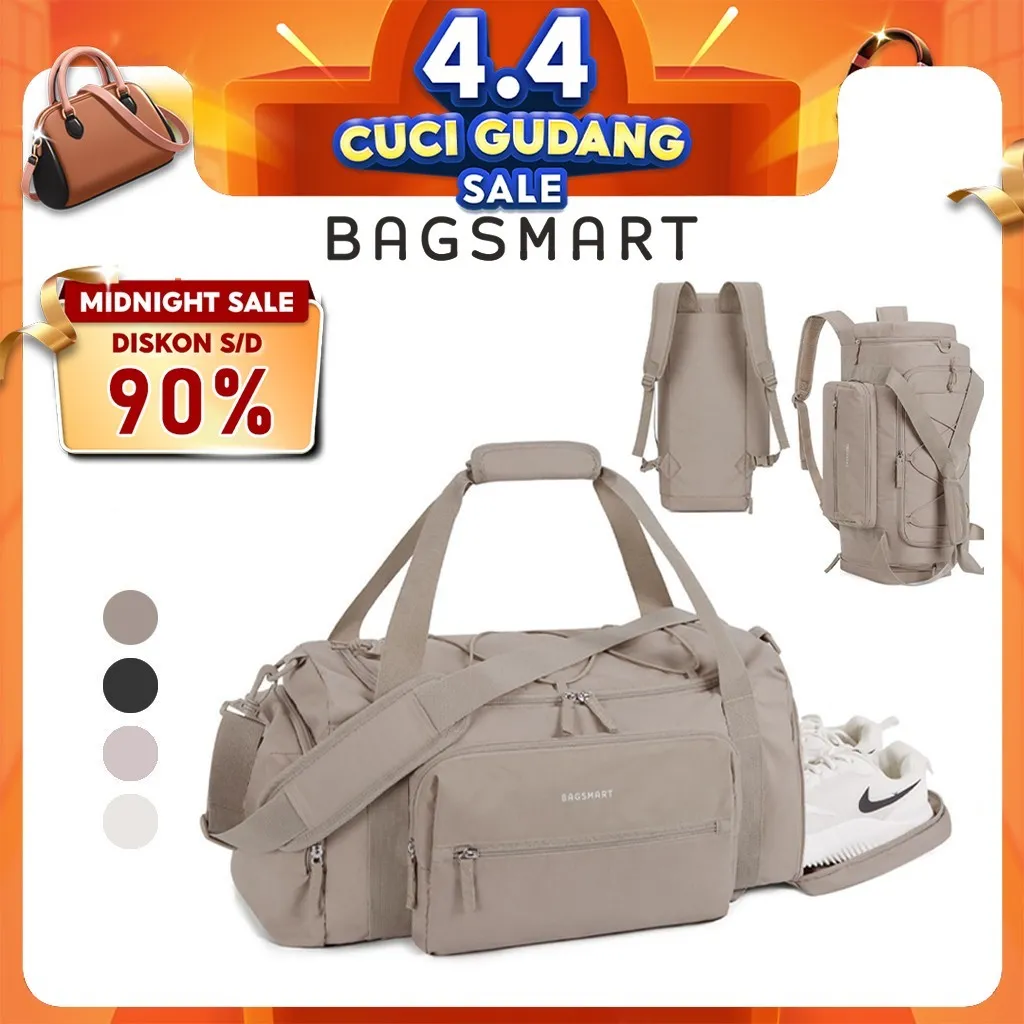 BAGSMART Travel Bag 4-IN-1Gym Bag 30L Sport Bag Duffle Bag Tote Bag Waterproof Tas Selempang