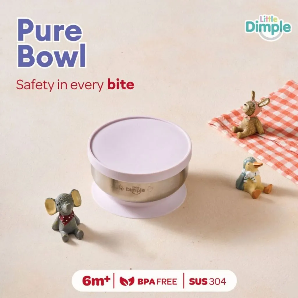 [Official Store] Little Dimple Pure Bowl - Mangkuk Anak Stainless Steel BPA Free - Anti Tumpah & Anti Karat
