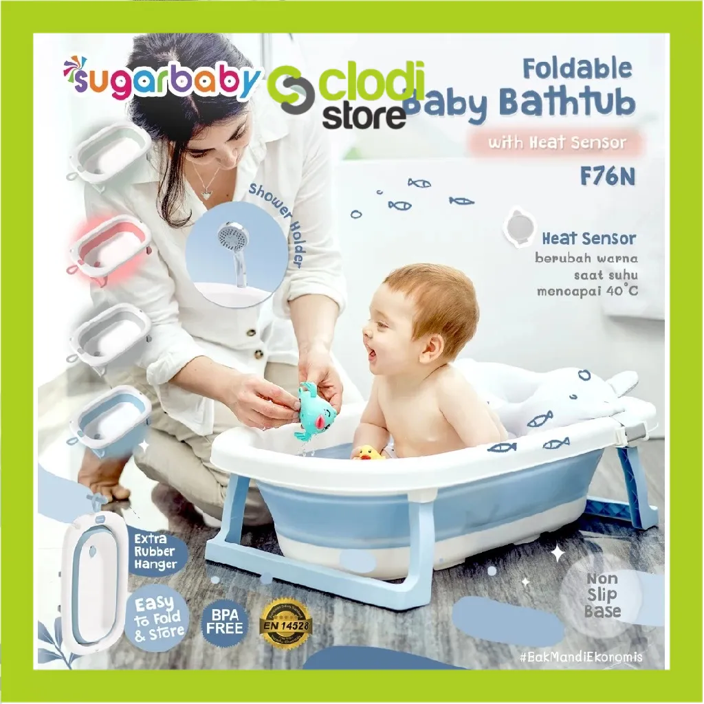 Sugar Baby Bak Mandi Bayi Foldable Baby Bathtub dengan Sensor Panas / Bantal Mandi Bayi peralatan mandi tempat mandi bayi Sugar Baby Sugarbaby