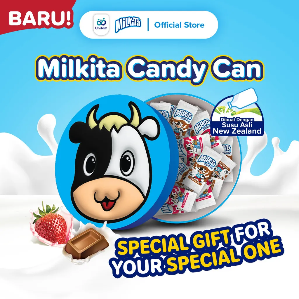 Milkita Permen Susu Kaleng Ekspresi Lucu - Isi 30 Pcs Permen (Ekspresi Random)