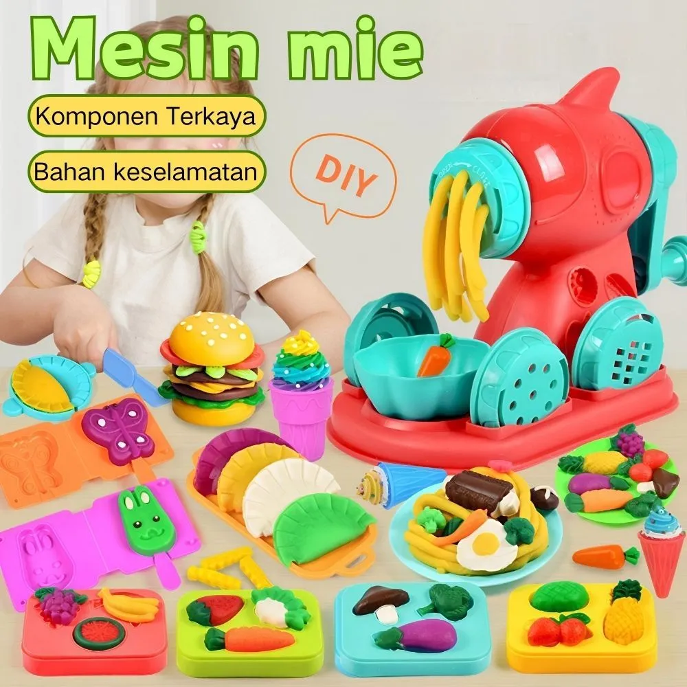Kereta Api Plastisin 39pcs Cetakan Kue Mie Dan Mesin hamburger Mainan Anak /DIV Clay Playing Train