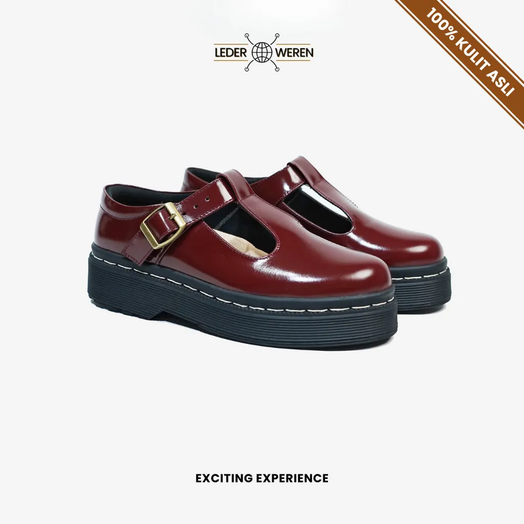 Lederweren - Leder Loafer Woman G Maroon - Sepatu Wanita Sepatu Formal Wanita Bahan Kulit Shoes Kerja slop