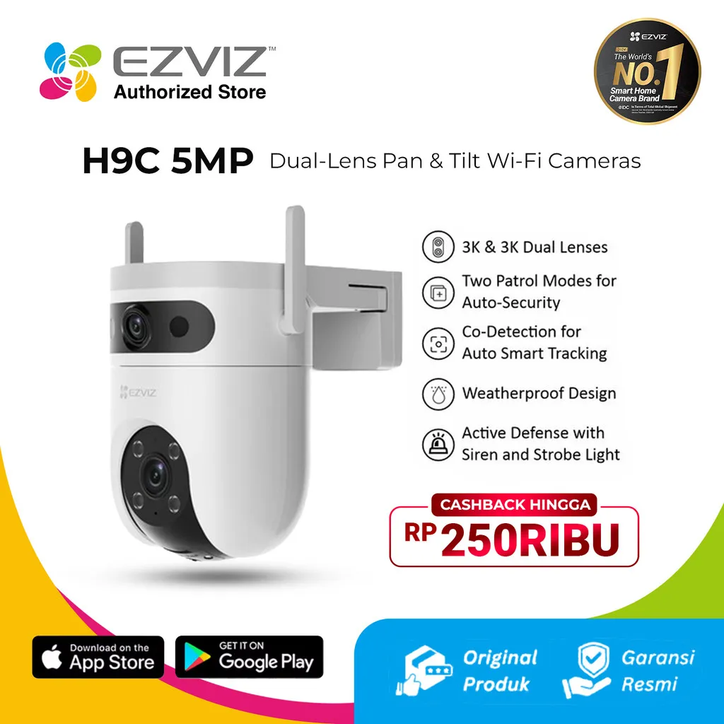 EZVIZ H9C DUAL 3K 5MP+5MP Dual-Lens Pan & Tilt Wifi Smart IP Camera CCTV Outdoor