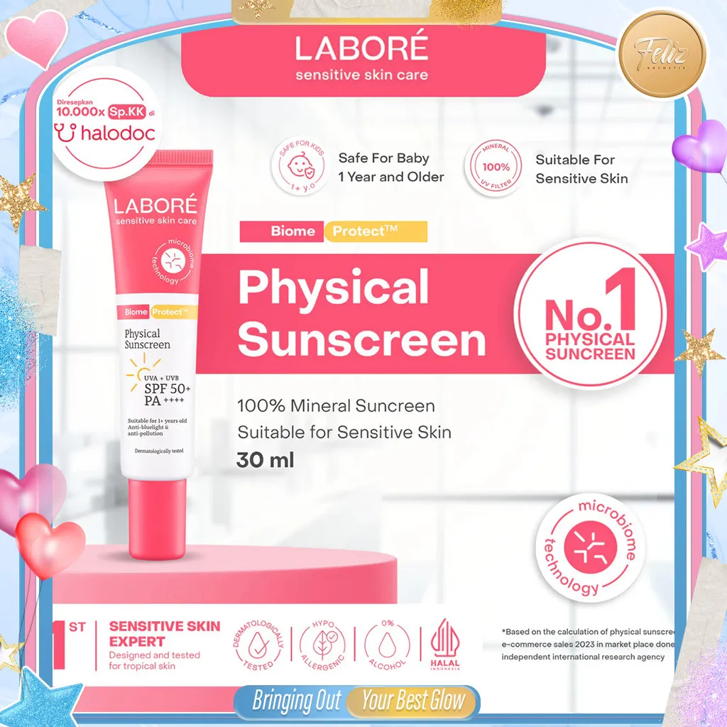 * FELIZ * LABORE Sensitive Skin Care BiomeProtect Physical Sunscreen SPF 50+ PA++++ 30ml - Ringan, aman untuk kulit sensitif dan anak