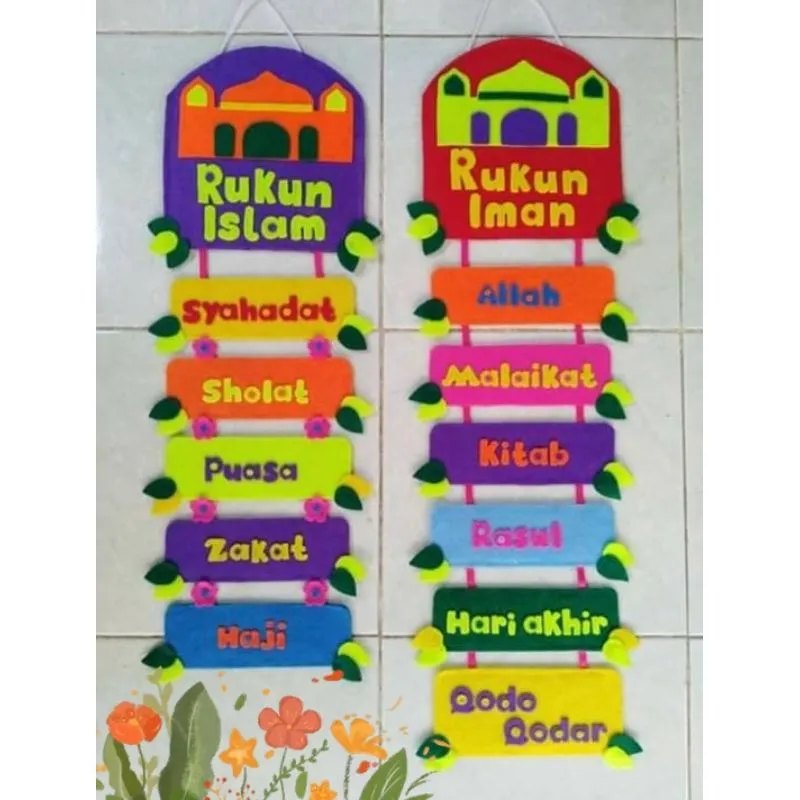 SET RUKUN IMAN&ISLAM/HIASAN GANTUNG/HIASAN DINDING/PRAKARYA SEKOLAH/KERAJINAN TANGAN