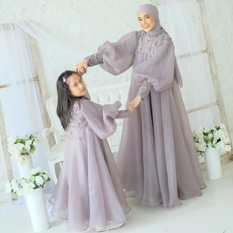 Baju Lebaran FNDLABELS Kala Dress Baju Pesta Premium Mom And Kids Baju Pesta Ibu dan Anak , Couple Gamis Ibu dan Anak , Dress Kondangan Ibu dan Anak Bahan Satin dan Brokat