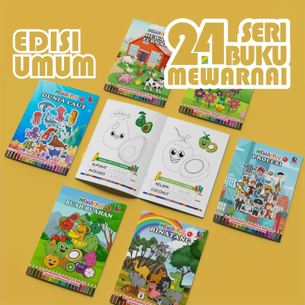 PAKET 24 BUKU MEWARNAI VOL 1 - buku mewarnai anak