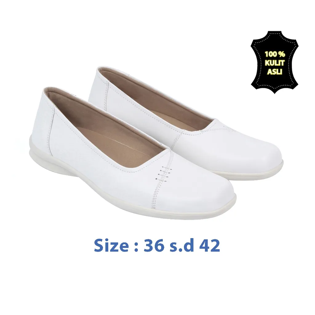 Zeintin - Sepatu Kulit Wanita Pantofel Wanita Putih  Sepatu Formal Kerja Kantor Sepatu Perawat BJ