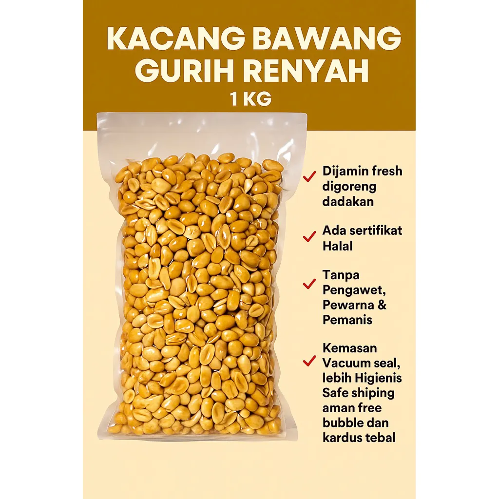 Kacang Bawang Goreng Gurih Renyah Asin-Kacang bawang 1 kg murah Premium