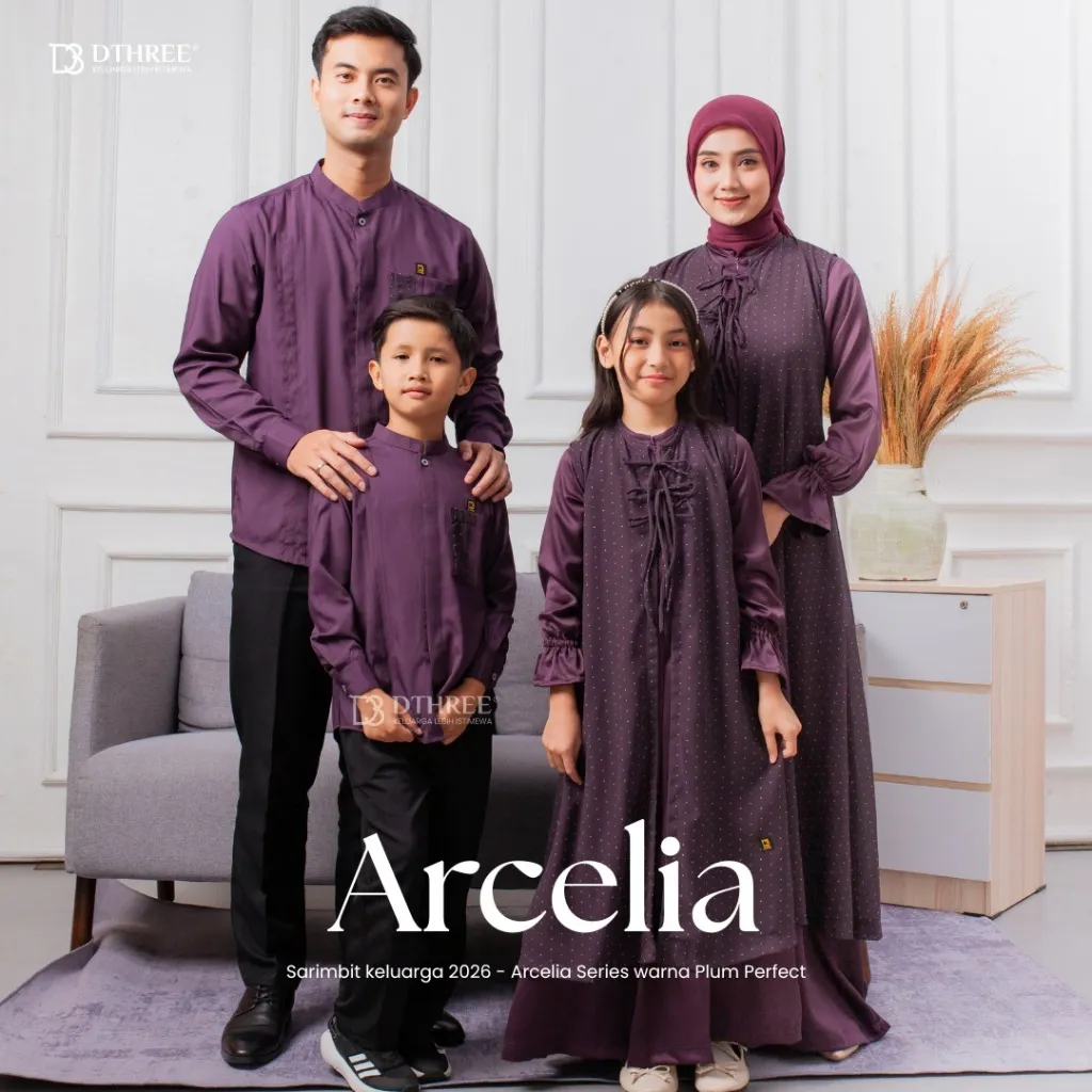 Dthree - Sarimbit Keluarga 2026 Arcelia  ( Plum Perfect ) Baju couple keluarga / Sarimbit Muslim