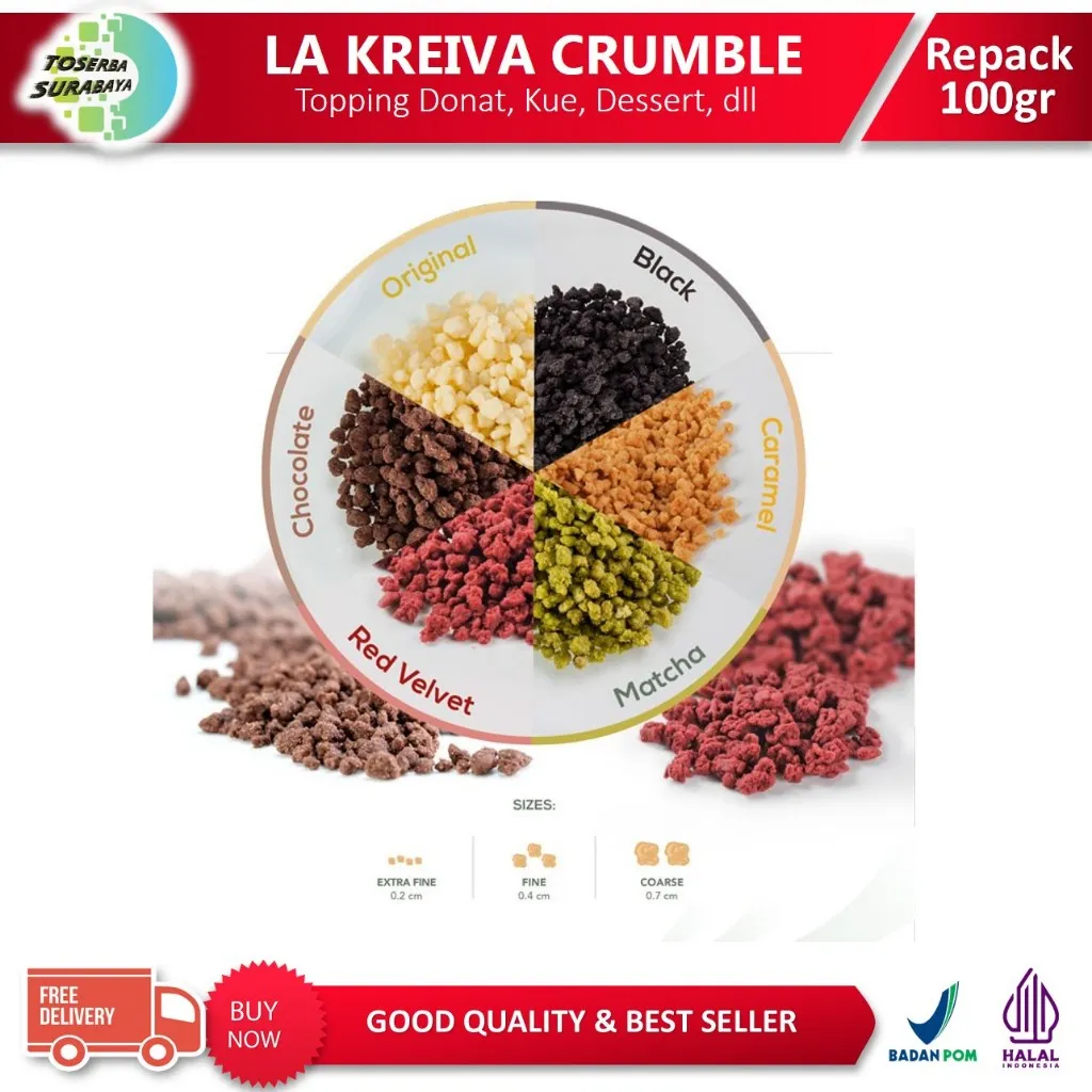 La Kreiva Crumble FINE Topping All Variant 100gr TERSEDIA HARGA GROSIR