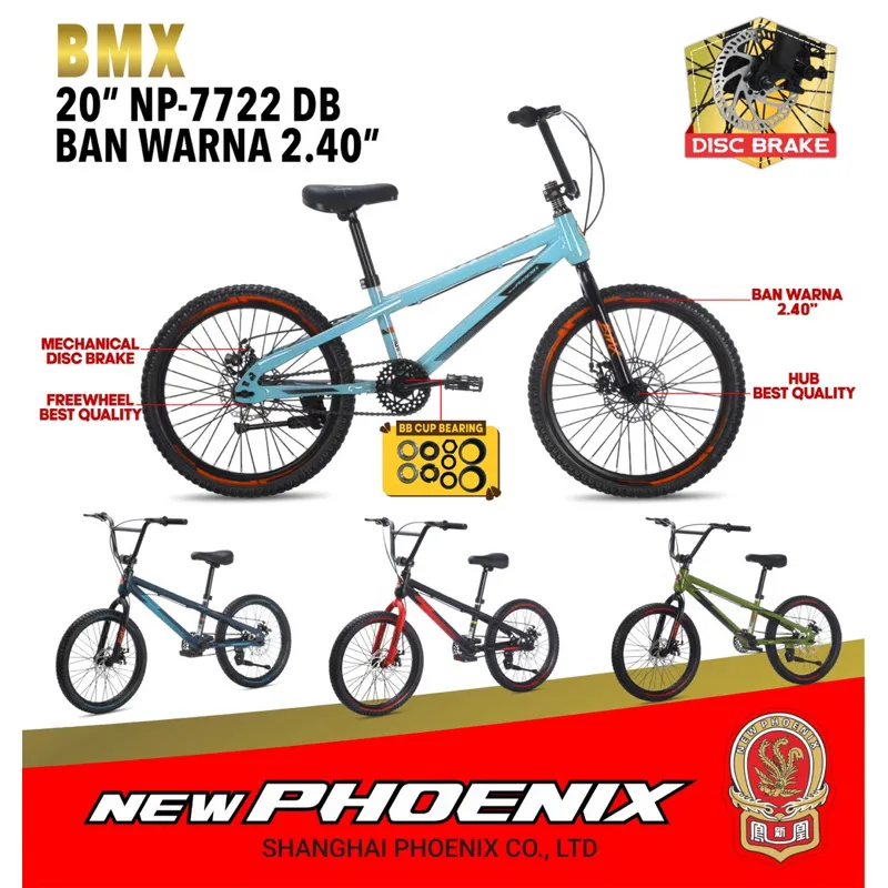 Sepeda BMX Ukuran 20 New Phoenix NP 7722 Ban 2.4 DB Cakram Murah / Sepeda BMX Ukuran 20 New Phoenix NP 7722 2.4 Cakram Murah