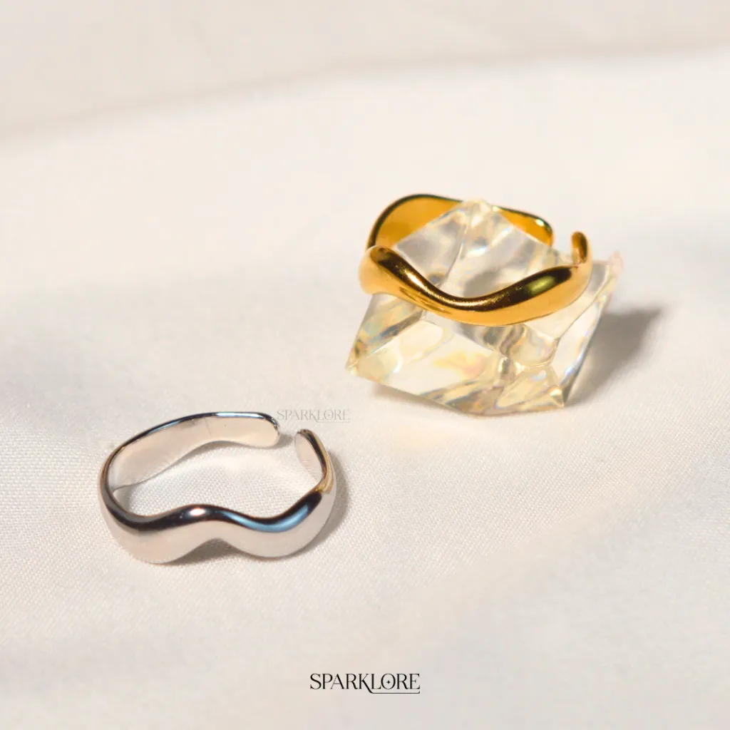 Sparklore Timeless Circle Rings - Silver and Gold 18k Gold Plated Stainless Steel Waterproof - Cincin Timeless Circle Silver dan Lapis Emas 18k Sparklore Anti Karat - Adjustable Cincin Modern Simple y2k Edgy - Fashionable Jewelry SL06-002 SL06-003