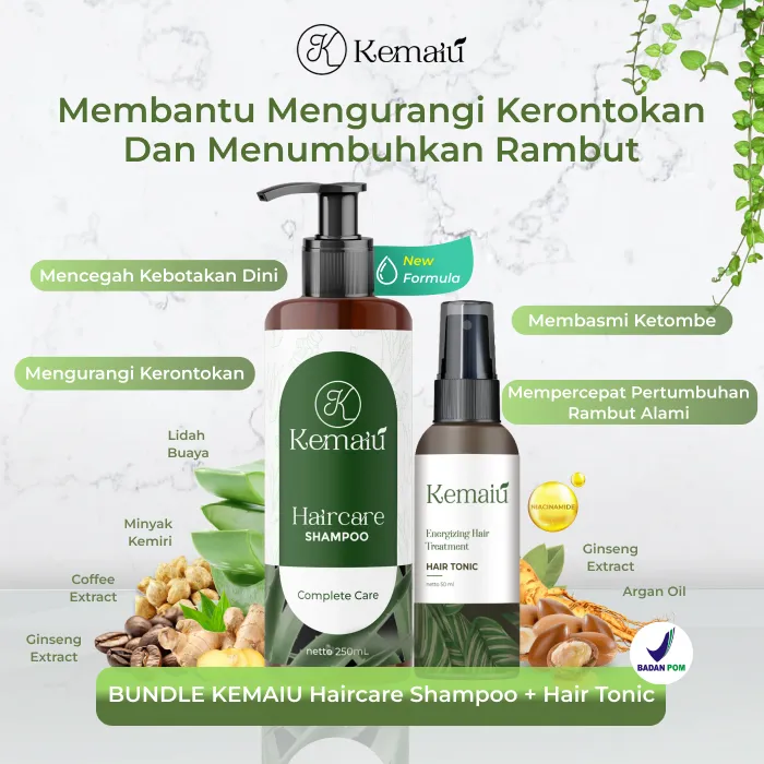 BUNDLE KEMAIU Haircare Shampo + Hair Tonic Penumbuh Rambut Alami & Atasi Kerontokan Rambut