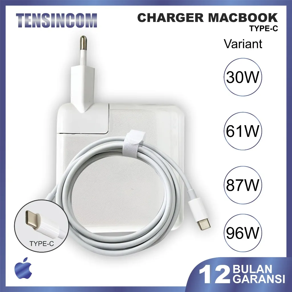 Tensincom Charger Mc Book MgSafe 1/2 (L-Tip/T-Tip) & Type-C – Air, Pro, Retina