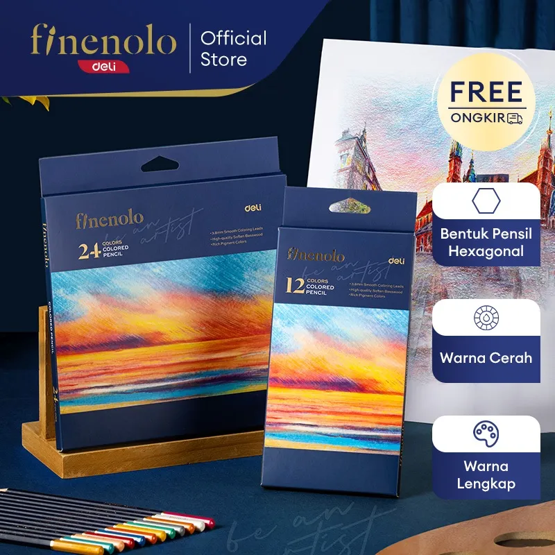 Finenolo Pensil Warna Premium / Colored Pencil 3.8mm Lead Warna Sangat Terang EC131