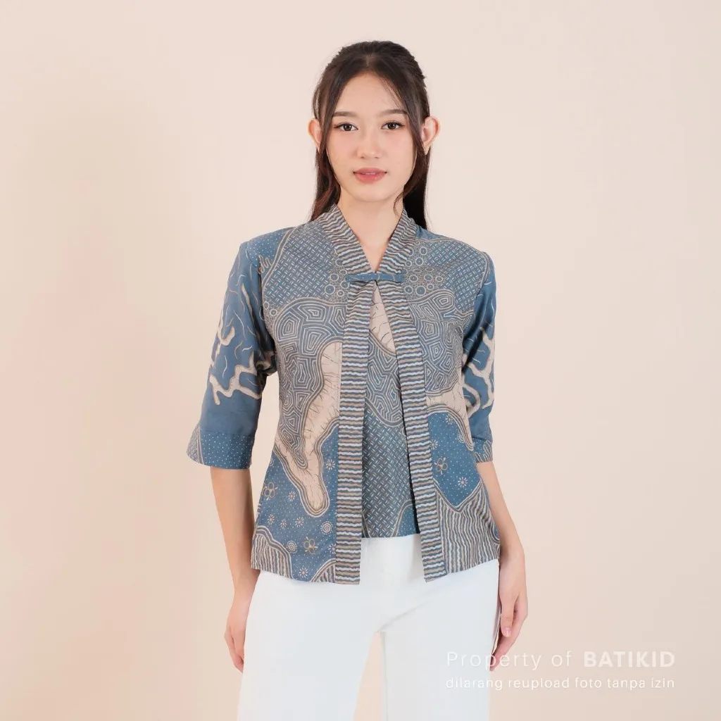 Batikid — Atasan Batik Wanita Katun Asli — Kebaya Batik Kekinian Blouse Kerja Casual  — Bolero 6.0