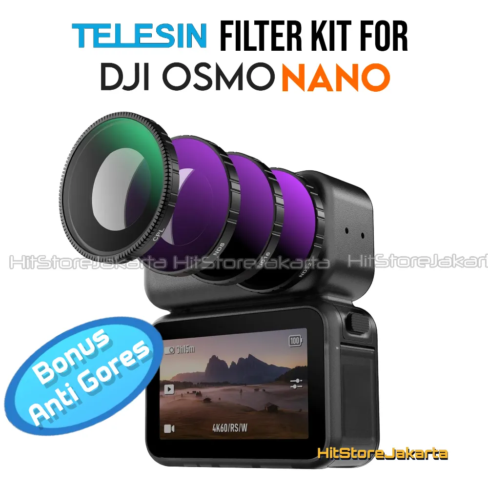 TELESIN Filter Kit For DJI Osmo Nano CPL UV ND Black Diffusion Filter Free  Anti Gores Tempered Glass