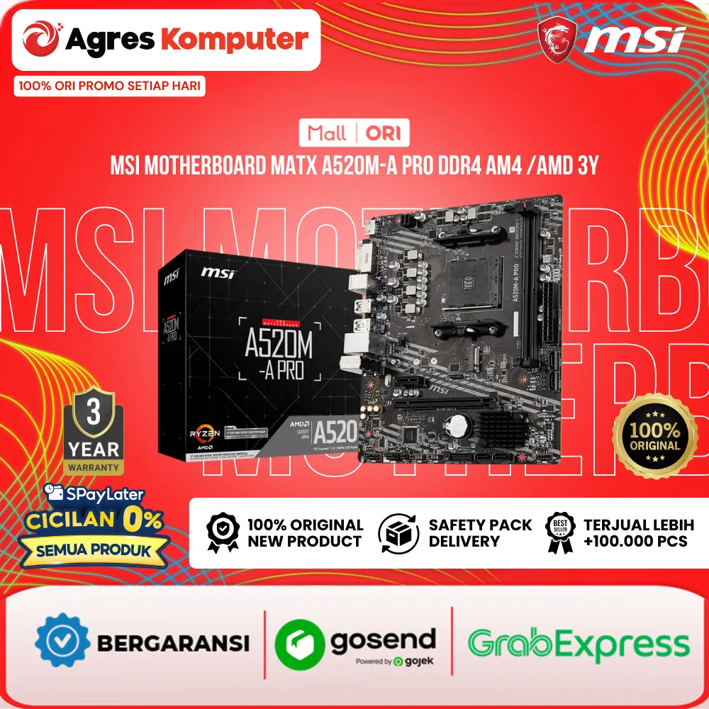 MSI MOTHERBOARD MATX A520M-A PRO DDR4 AM4 /AMD 3Y