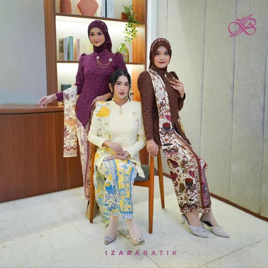 IZARABATIK - Kartika Series Jacquard Fukuro Bross Set Kebaya Janggan Batik Modern Couple Wisuda Lamaran Tunangan Kondangan Bridesmaid
