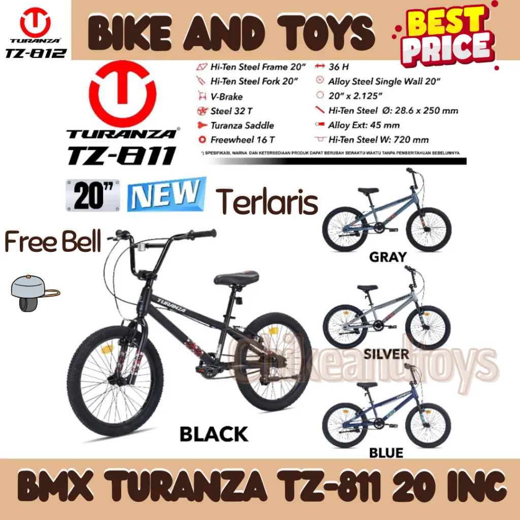 Sepeda Anak BMX Exotic Turanza 20 inc TZ 812 3.0 & TZ 811 ban 2.125 - Original Produk - New Produk - Terlaris