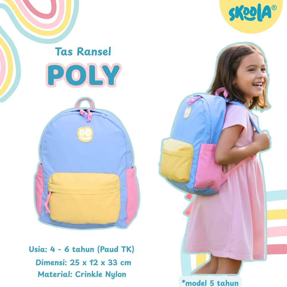 Skoola Tas Sekolah Anak TK SD Perempuan Korea Waterproof - Roly Poly