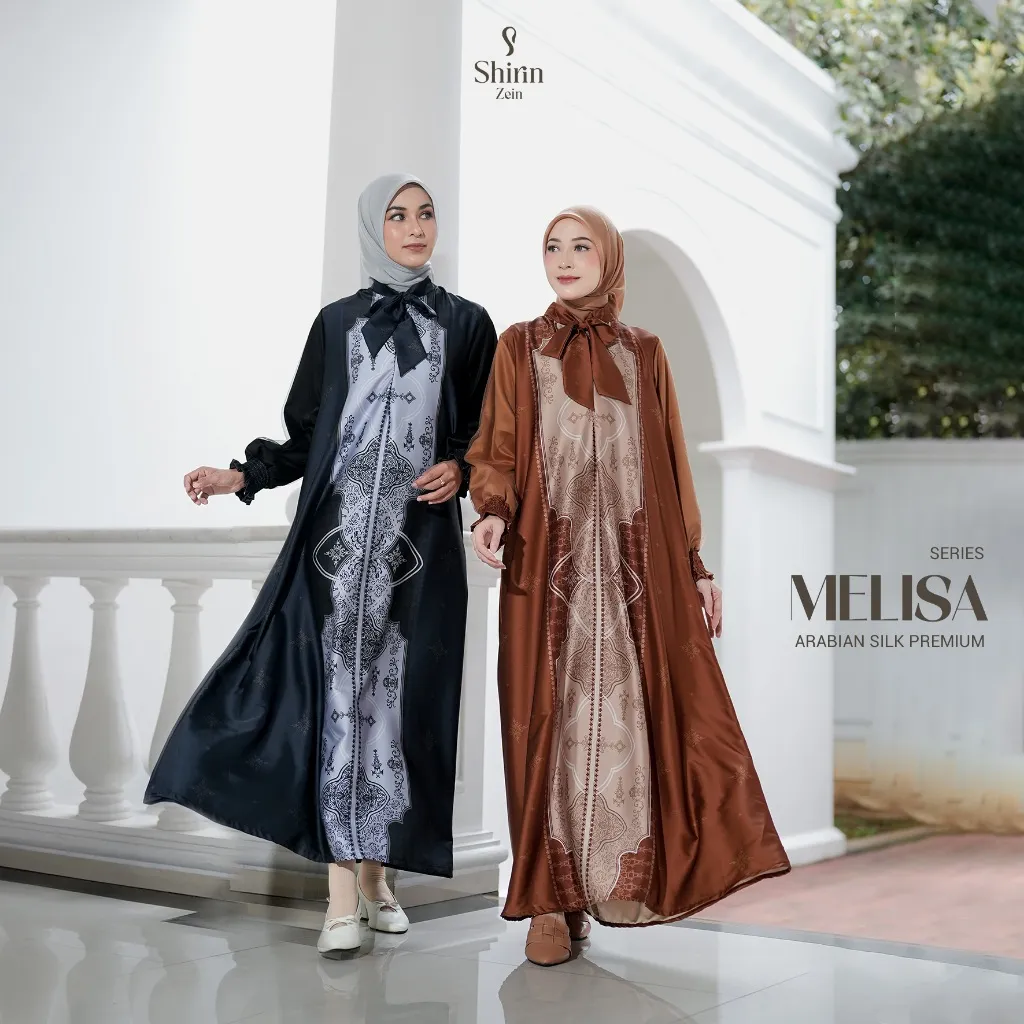 Gamis Lebaran Trend Terbaru 2026 Dress Ibu Ibu Motif Elegan Mix Tulle Busui Frendly - Shirin Zein Melisa Series