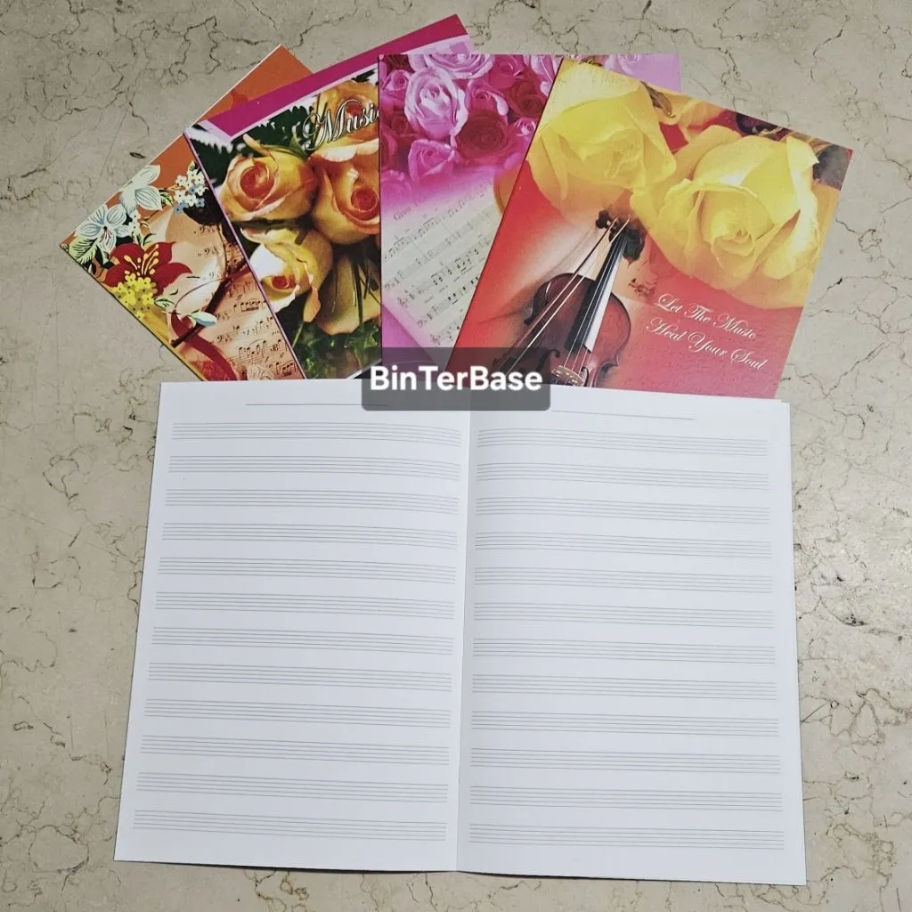 Buku musik not balok 5 garis isi 20 halaman - buku tulis musik - buku tulis 5 garis - music book - Cover random sesuai stok