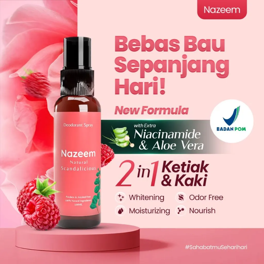 Deodorant Spray Tawas BPOM Antiperspirant Ampuh 100ml - Nazeem Natural Scandalicious