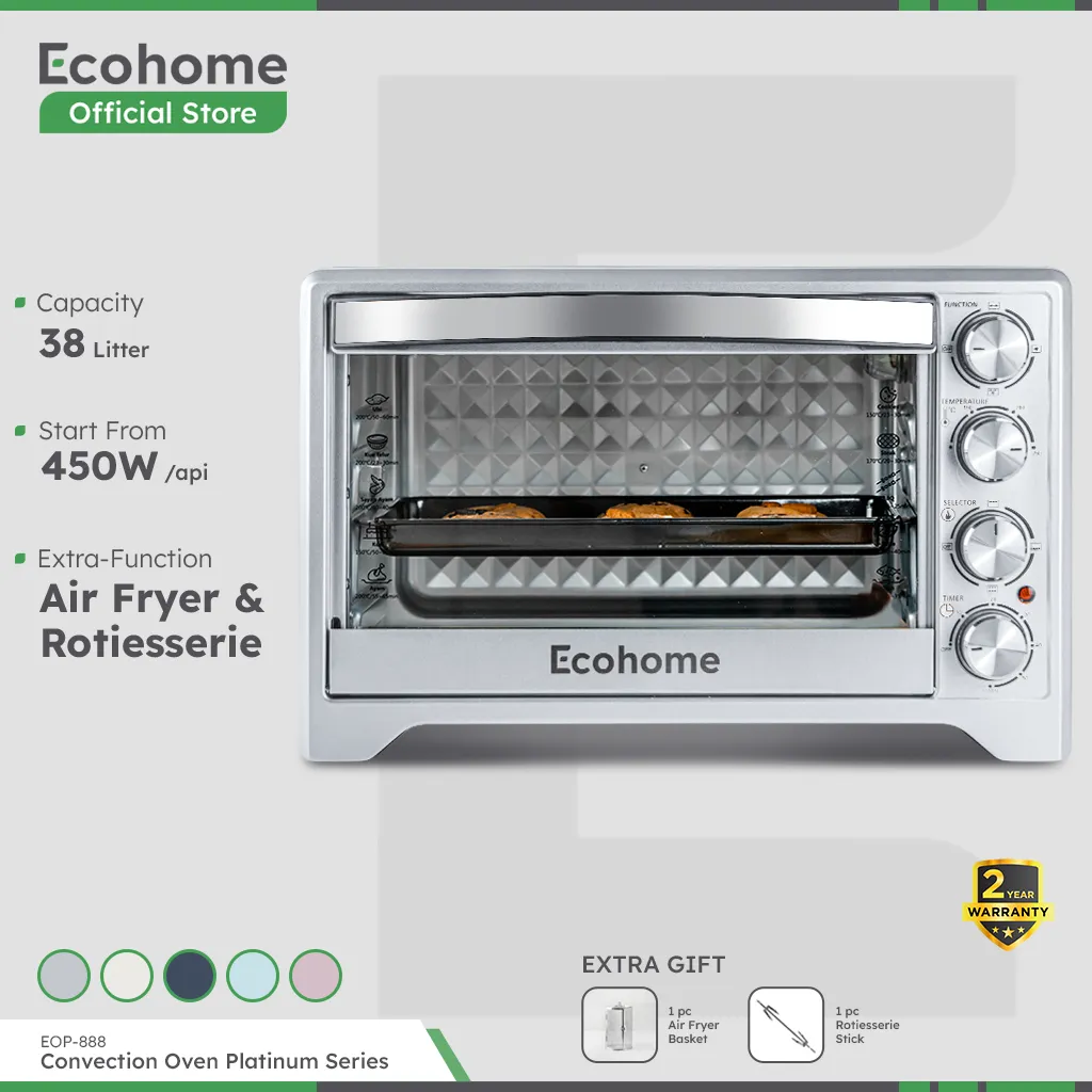ECOHOME Oven Platinum Series EOP888 38L Capacity Low Watt with Air Fryer and Rotisserie Function