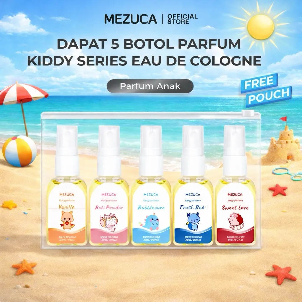 Dapat 5 Botol Parfum Anak Kiddy Series Mezuca 30mL Eau De Cologne BPOM Wangi Bayi Baby Tahan Lama
