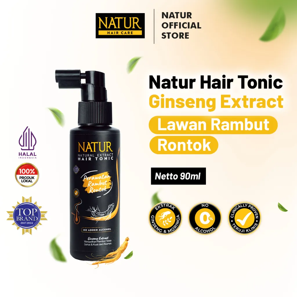 Natur Hair Tonic Ginseng 90 ml - Tonik Rambut Rontok / Anti Hair Fall / Menguatkan Akar Rambut