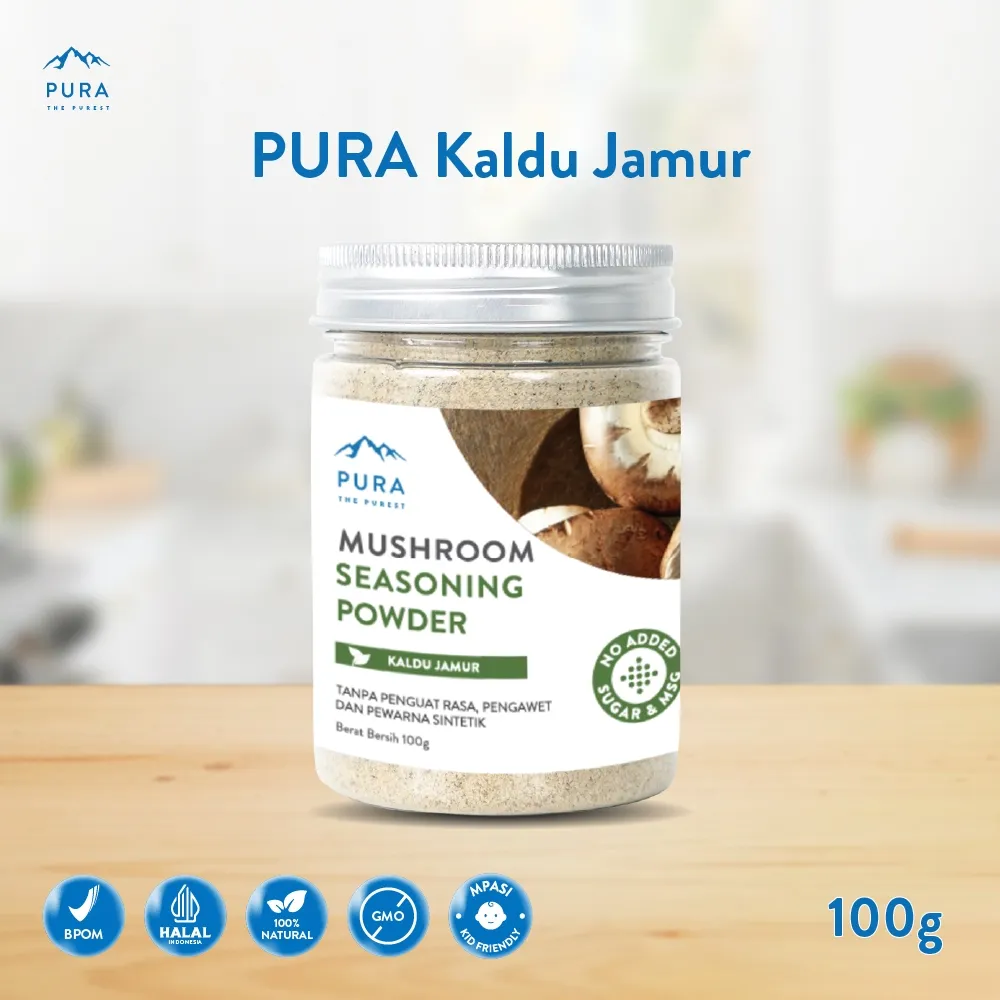 Pura Kaldu Asli | Bumbu Kaldu Jamur (100gr) - Mushroom Seasoning Powder - Kaldu Mpasi - BB Booster - No Gula - Kaldu Serbaguna - Kaldu Jamur Pura - Kaldu Jamur Halal