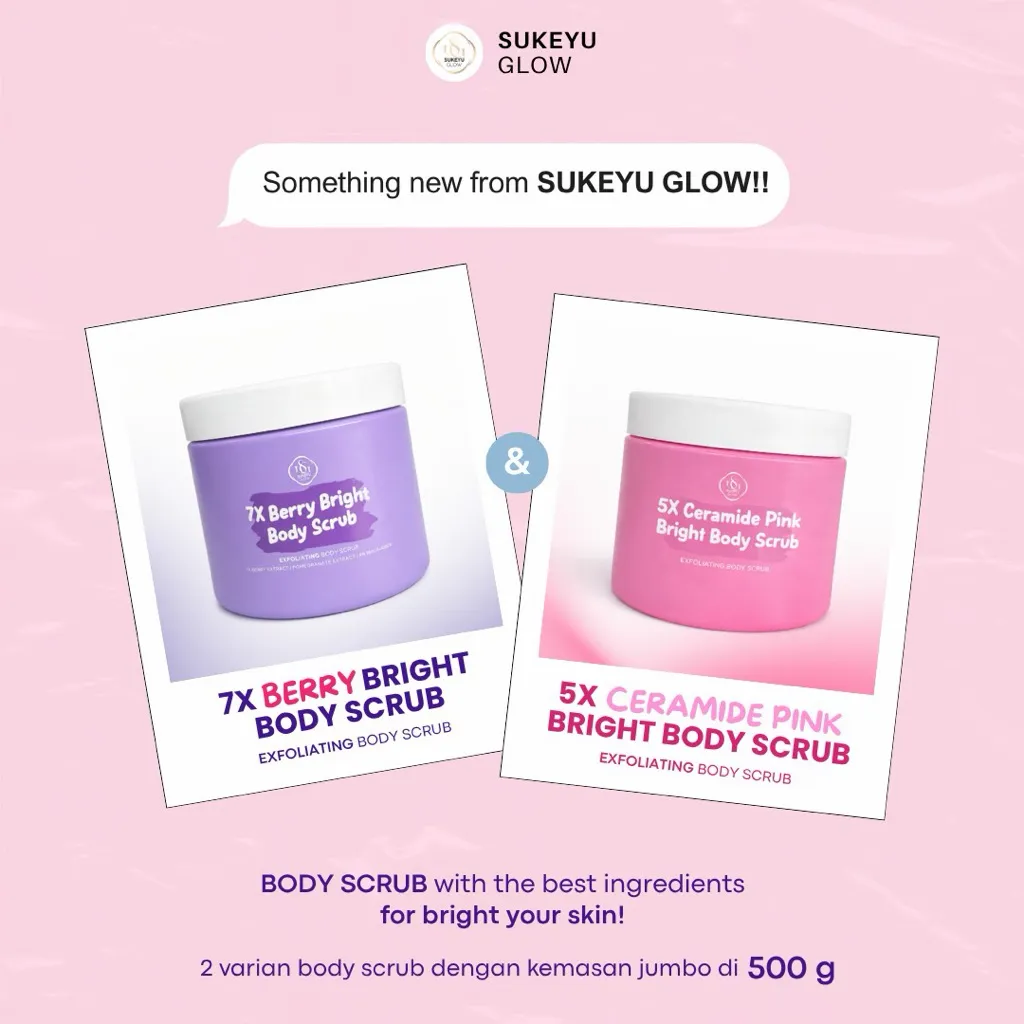 SUKEYU GLOW BODY SCRUB 7X BERRY BRIGHT EXFOLIATING 500 g - Scrub Tubuh Pencerah dengan Ekstrak Berry