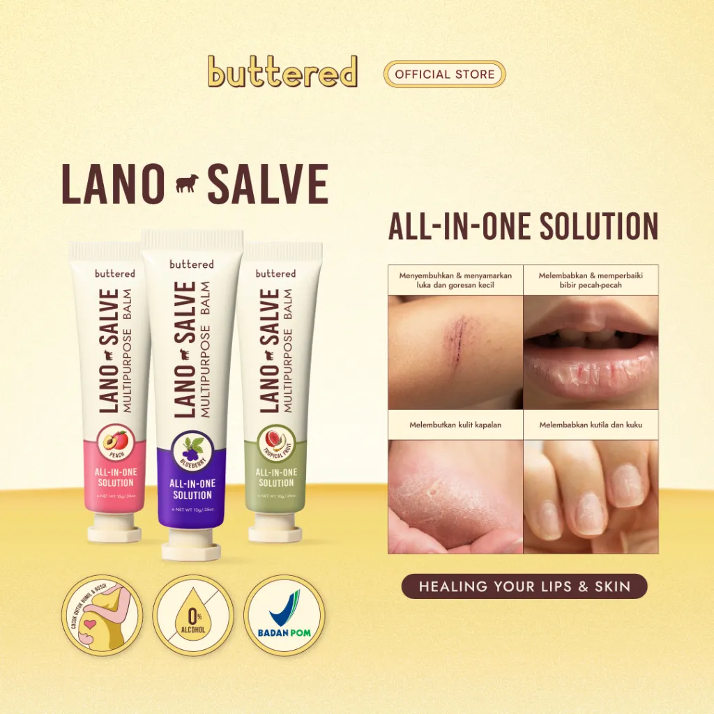 Buttered Lanosalve Multipurpose Balm Scented (Varian) Solusi Kulit Kering Pecah Pecah Salep Multifungsi with Lanolin