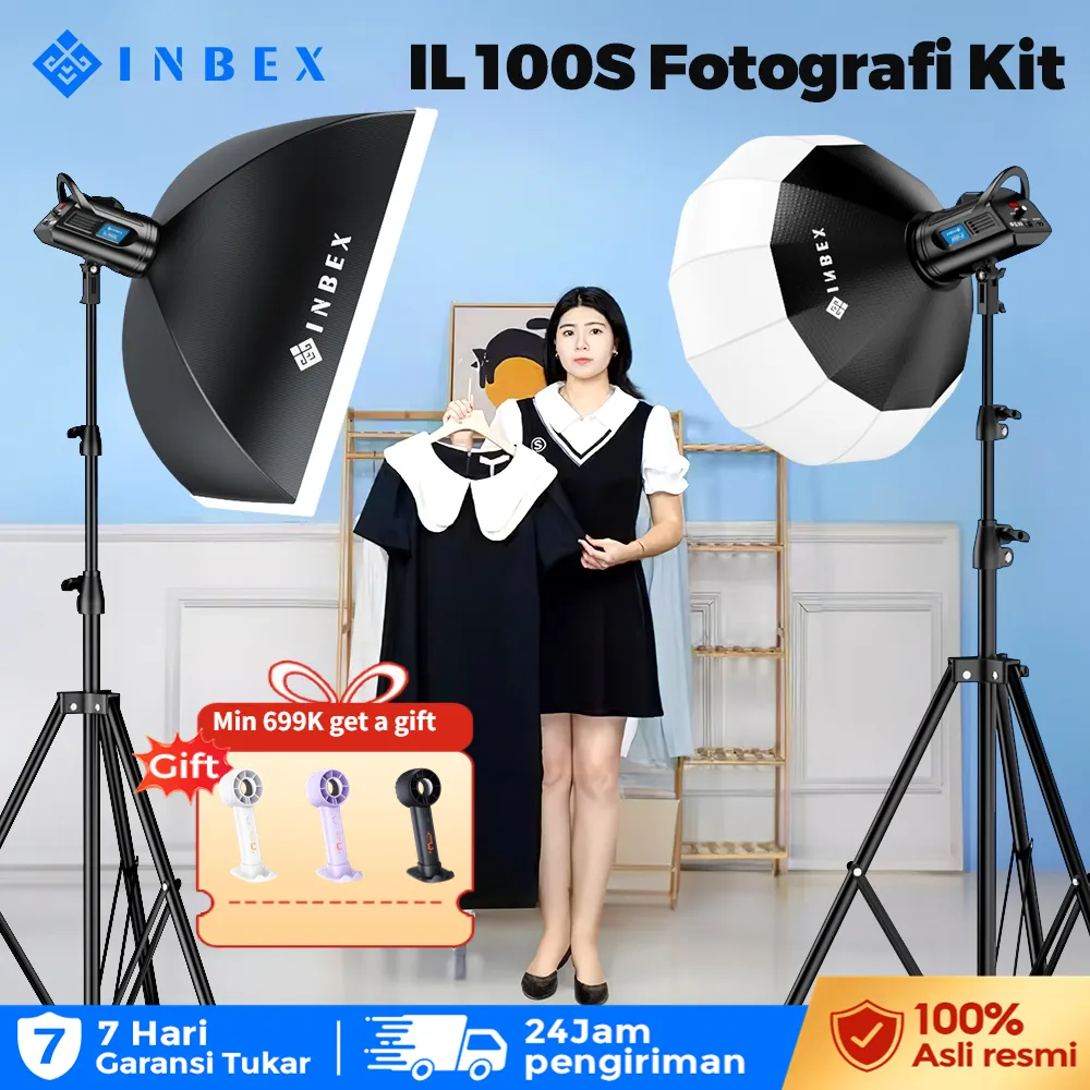 INBEX IL100S Lampu Studio Foto 100W Live Fil Light LED Display Screen Pembuatan konten Foto Photography