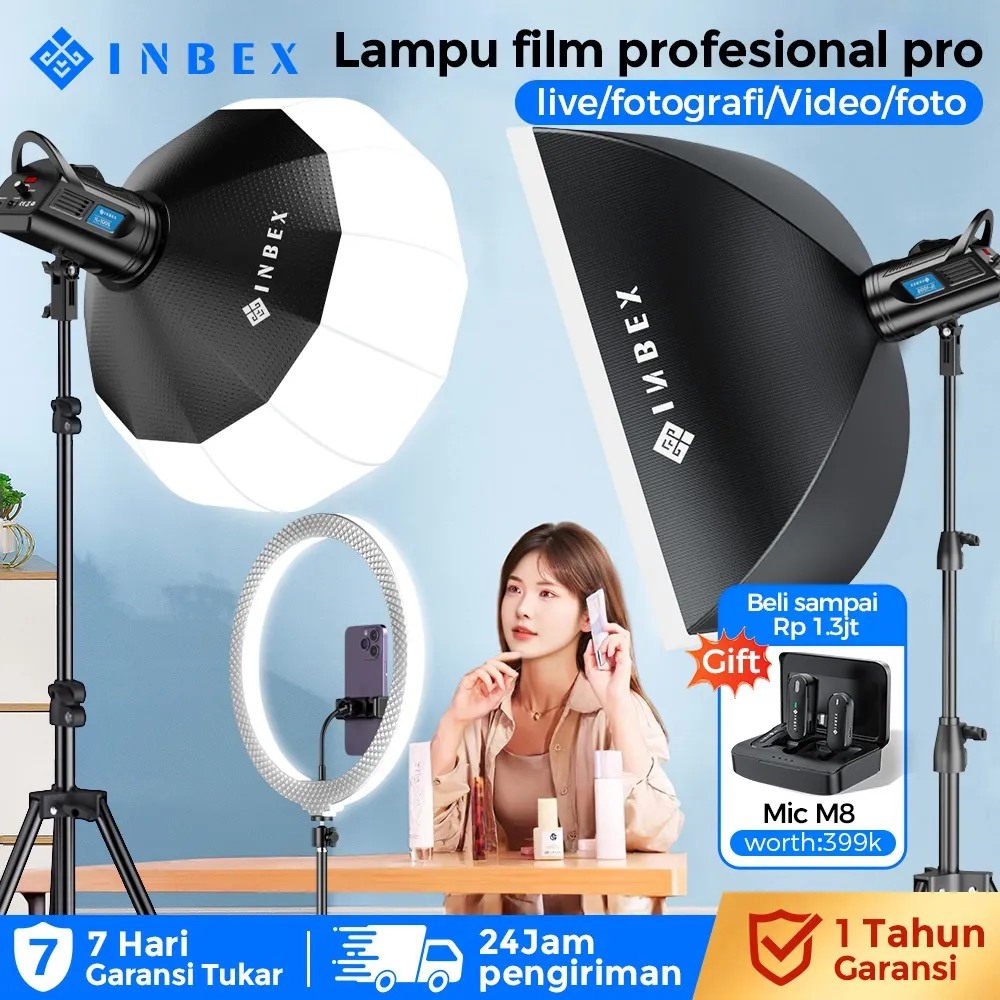 INBEX IL-100S Lampu 100W Studio Softbox Lighting Kontent Live streaming Pembuatan 3200k-5800K