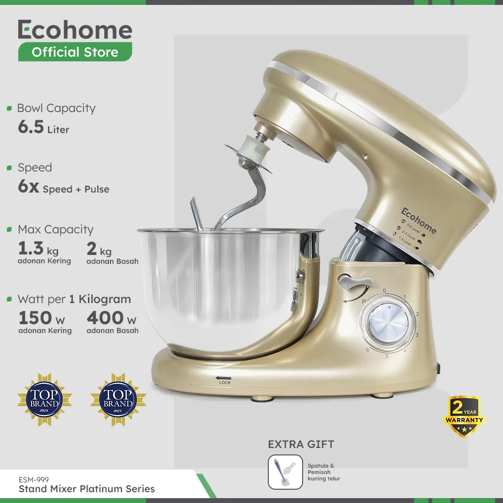 ECOHOME Stand Mixer Platinum Series ESM999 Premium Stand Mixer Heavy Duty 6.5L Capacity