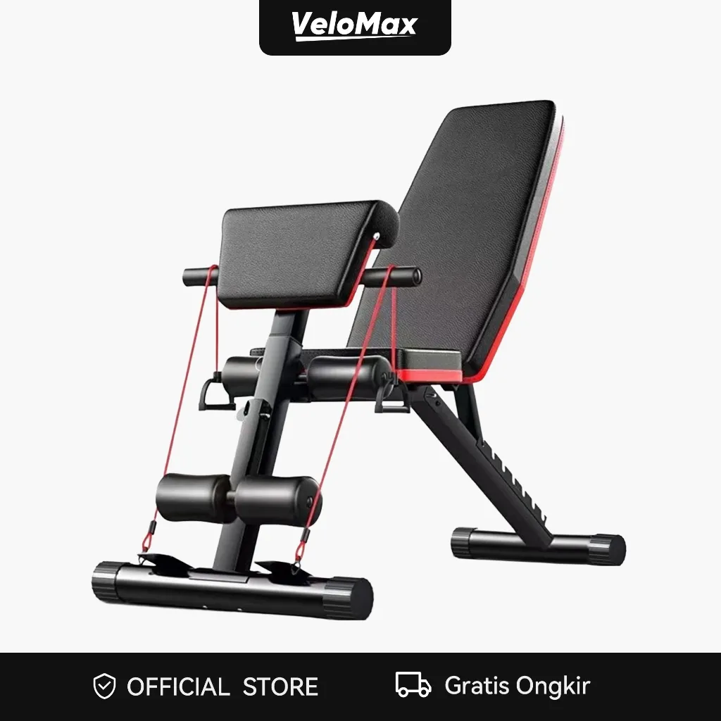 VeloMax  Bangku Dumbbell  Bangku Sit-up  Kursi Olahraga Lipat Yang Dapat Disetel