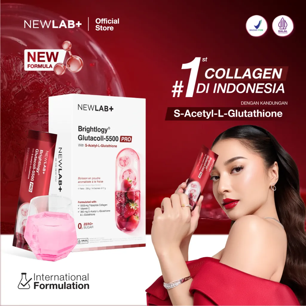 [New Launch]  NEWLAB Brightlogy GlutaColl-5500 - PRO | Collagen Glutathione Drink | 13X Efektif Kulit Cerah & Sehat | S-Acetyl-L-Glutathione|Efektif Memutihkan 13X|14 - 28 Sachet