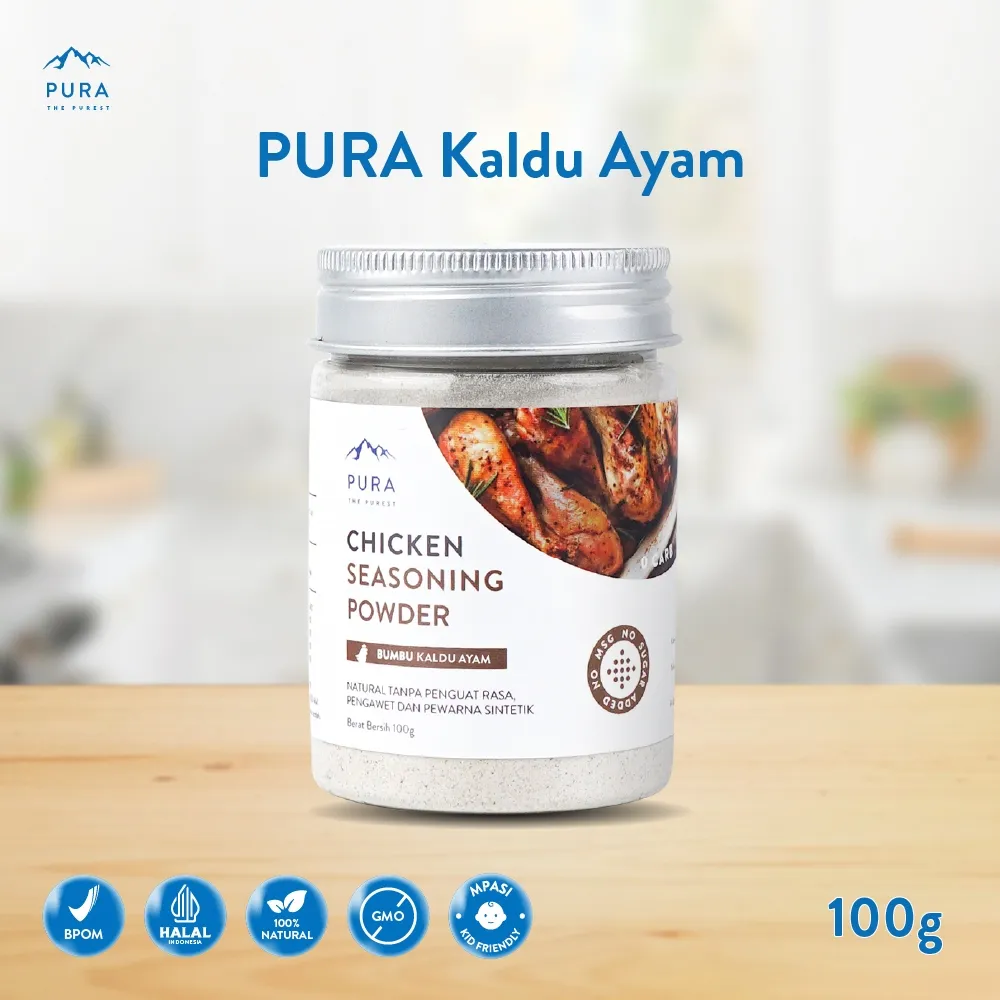 Pura Kaldu Asli | Bumbu Kaldu Ayam (100gr) - Chicken Seasoning Powder - Kaldu Mpasi - BB Booster - No Gula Non MSG - Kaldu Serbaguna - Kaldu Bayi - Kaldu Ayam Kampung Pura