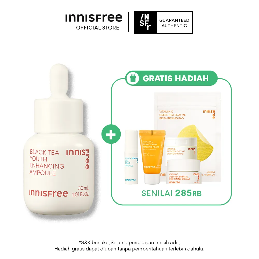 Buy 1 Get 4 Innisfree Black Tea Youth Enhancing Ampoule 30ml Set Bundle - Serum Anti Aging