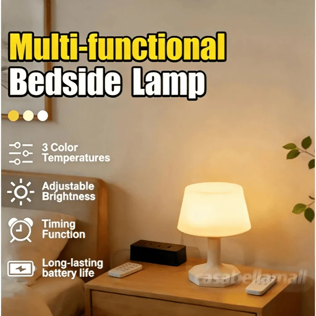 Lampu LED 3 Warna dengan Remote Control Wireless & Timer • Lampu Kamar Tidur / Lampu Hias Rumah / Lampu Malam / Lampu Meja • Brightness Adjustable • Kualitas Terjamin & Desain Minimalis • Cocok Untuk Rumah / Kantor / Studio/Lampu Hias Kamar Anak
