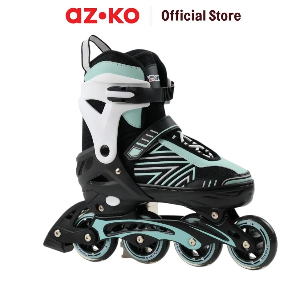 AZKO Berwyn Ukuran Xl Sepatu Roda Inline Skate - Hitam/Hijau Inline Skates Roller Shoes Perlengkapan Olahraga
