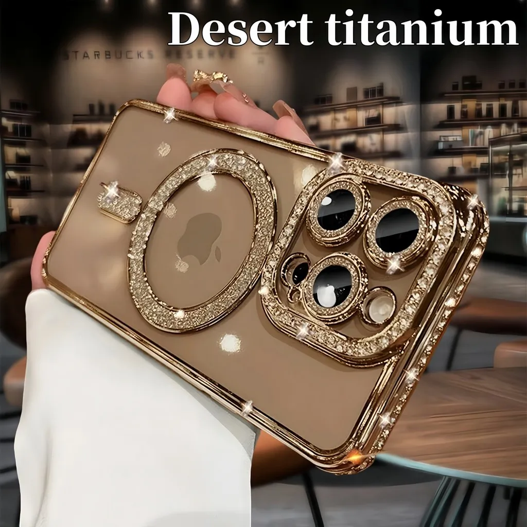 Premium Casing hp Ponsel Transparan Glitter Berlian Imitasi Lapis Listrik Wanita dengan Film Pelindung Lensa Case Ponsel Silikon Cocok untuk iPhone 15 13 14 12 11 16 Pro Max 16plus Clear Soft Case Cover